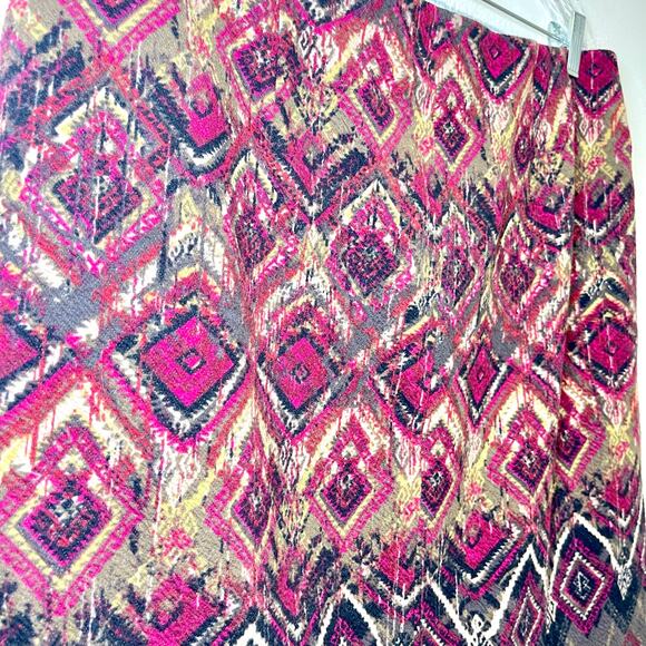 J.Jill Straight & Pencil Stretch Skirt L Multicolor Cotton Blend Geometric Print - Picture 3 of 7